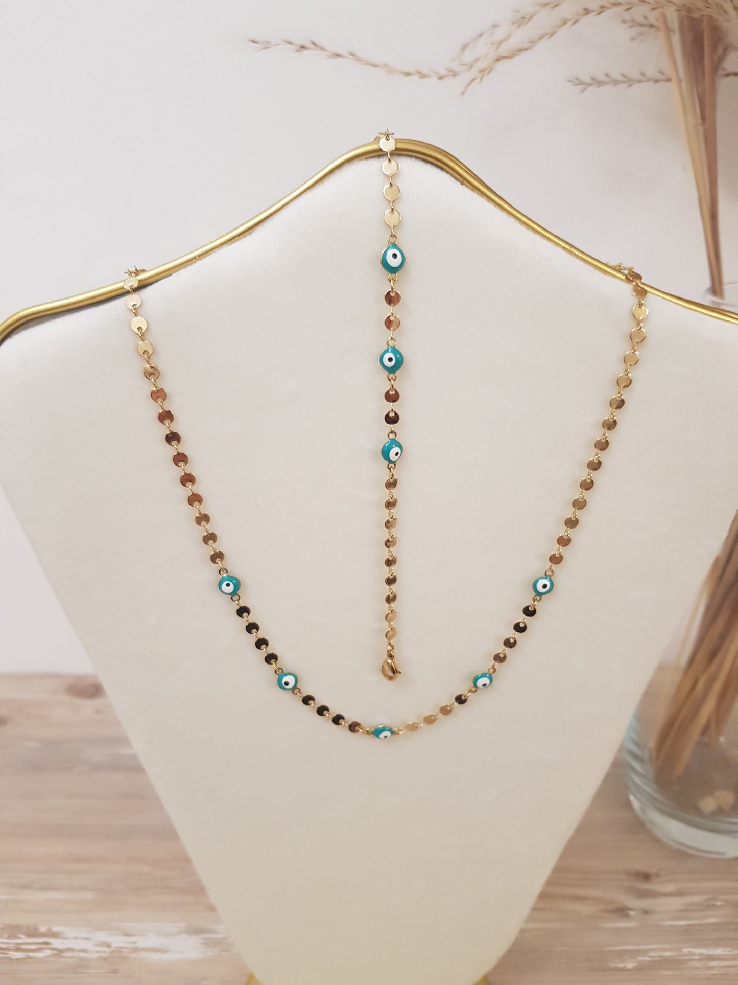Ensemble de collier et gourmette œil